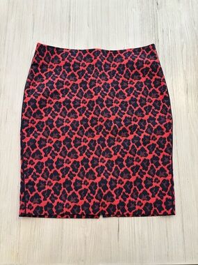 The Limited Red and Black Leopard-Print Pencil Skirt